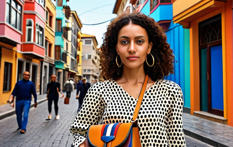 Loewe Puzzle Bag**

Prompt: A stylish woman in Ankara, Turkey, carrying a Loewe Puzzle bag in a modern, geometric design. She is wearing a chic outfit suitable for both the office and dinner. The background should be a bustling street scene in Istanbul with colorful buildings and people. Emphasize the bag's unique shape and high-quality leather.

**